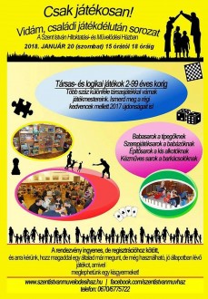 Vidám családi játékdélután lesz szombaton a Szent István Művelődési Házban